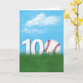100e verjaardag honkbal in groen gras kaart (Gele Bloem)