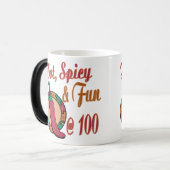 100e verjaardag - Hot Spicy en Fun op 100 Magische Mok (Voorkant links)