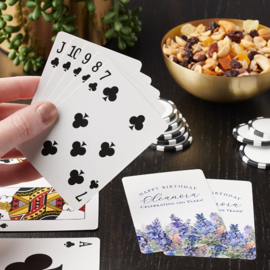 100e Verjaardag Juli Geboorte Bloem Gift Custom Pokerkaarten (Insitu)