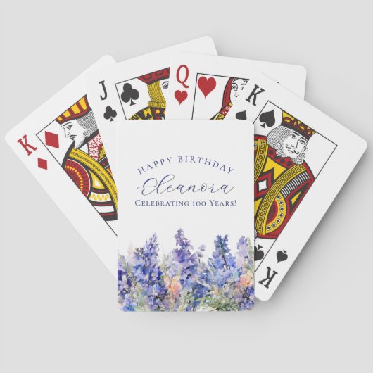 100e Verjaardag Juli Geboorte Bloem Gift Custom Pokerkaarten (Achterkant)