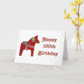 100e verjaardag Kaart met Dala Horse (Gele Bloem)