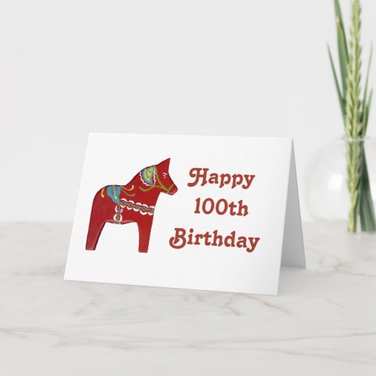 100e verjaardag Kaart met Dala Horse (Voorkant)