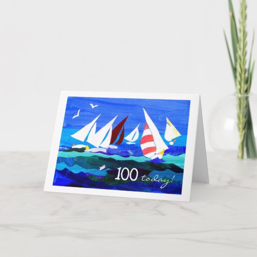 100e Verjaardag Kaart - Zeilen (Voorkant)