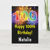 100e verjaardag Kleurrijke Regenboog Vuurwerk Kaar Kaart (Voorkant)