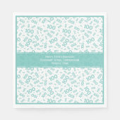 100e Verjaardag Koel Getal Patroon Blauwgroen/Wit Servet (Voorkant)