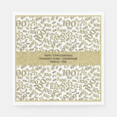 100e Verjaardag Koel Nummer Patroon Goud/Wit Servet (Voorkant)