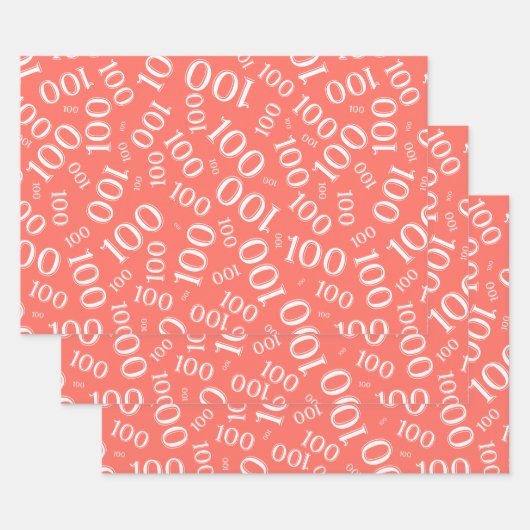 100e verjaardag koraal nummer patroon 100 Wrapping Inpakpapier Vel (Set)
