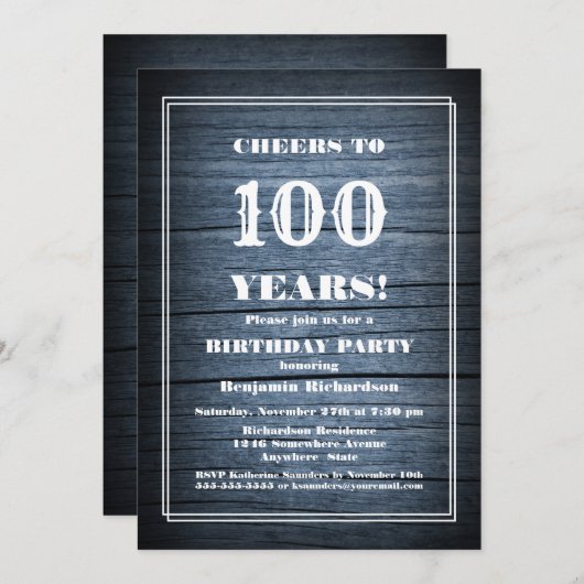 100e verjaardag land hout partij kaart (Voorkant / Achterkant)