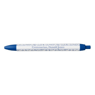 100e verjaardag Leeftijd Nummer Patroon blauw/wit Zwarte Inkt Pen