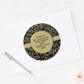 100e verjaardag Leeftijd Nummer Patroon Zwart/Goud Ronde Sticker (Envelop)