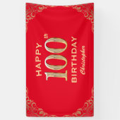 100e verjaardag Lijst van Red en Gold Glitter Spandoek (Verticaal)