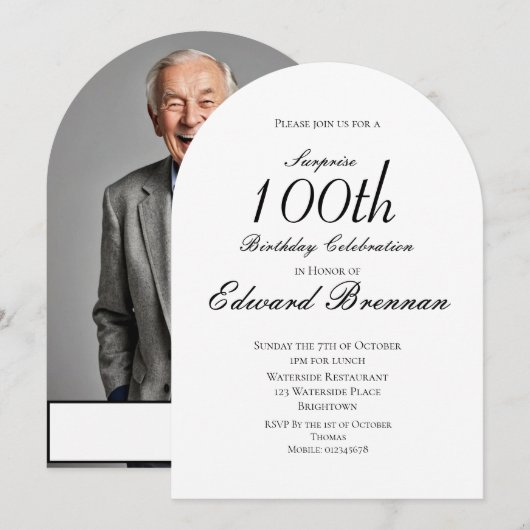 100e verjaardag Mannelijke stijlvolle foto Monogra Kaart (Voorkant / Achterkant)
