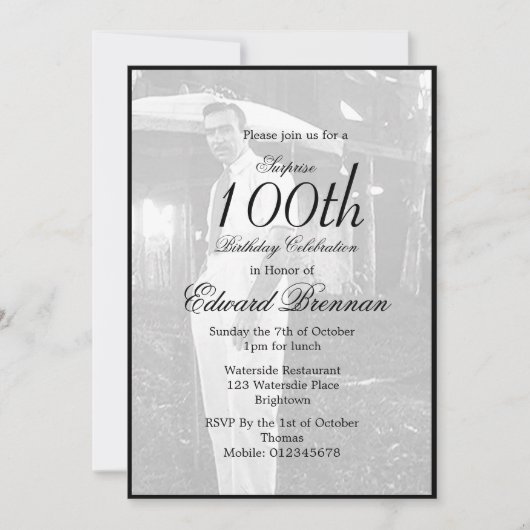 100e verjaardag Mannelijke stijlvolle foto Monogra Kaart (Voorkant)