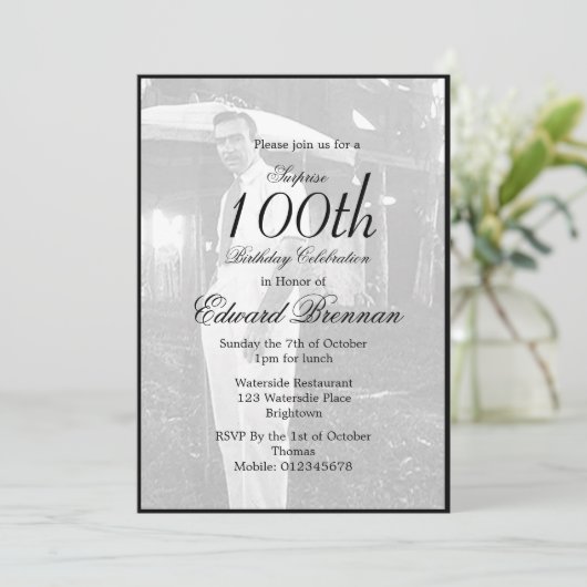 100e verjaardag Mannelijke stijlvolle foto Monogra Kaart (Staand voorkant)