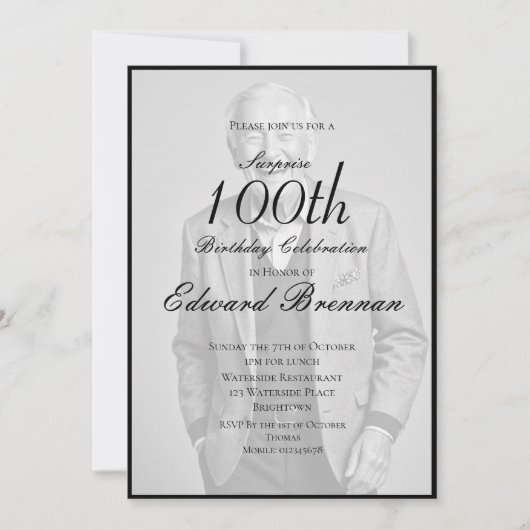 100e verjaardag Mannelijke stijlvolle foto Monogra Kaart (Voorkant)