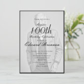 100e verjaardag Mannelijke stijlvolle foto Monogra Kaart (Staand voorkant)