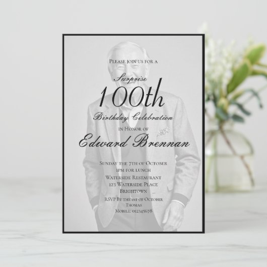 100e verjaardag Mannelijke stijlvolle foto Monogra Kaart (Staand voorkant)