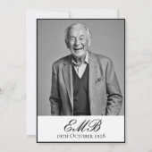 100e verjaardag Mannelijke stijlvolle foto Monogra Kaart (Achterkant)