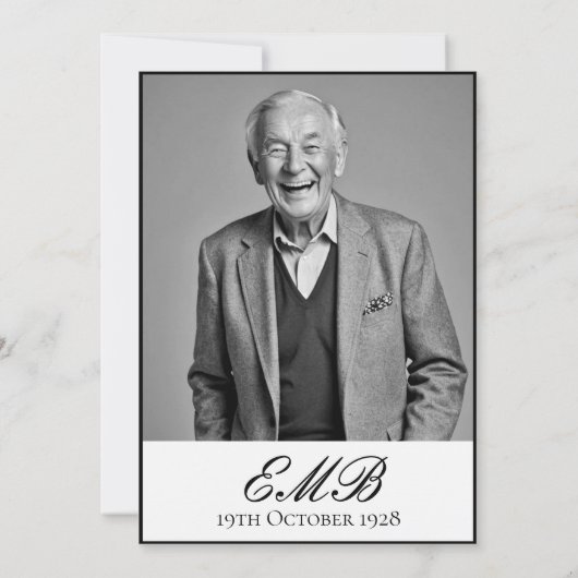 100e verjaardag Mannelijke stijlvolle foto Monogra Kaart (Achterkant)
