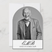 100e verjaardag Mannelijke stijlvolle foto Monogra Kaart (Achterkant)