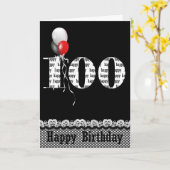 100e verjaardag met ballonbouquet op zwart kaart (Gele Bloem)