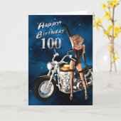 100e verjaardag met een motorfiets kaart (Gele Bloem)