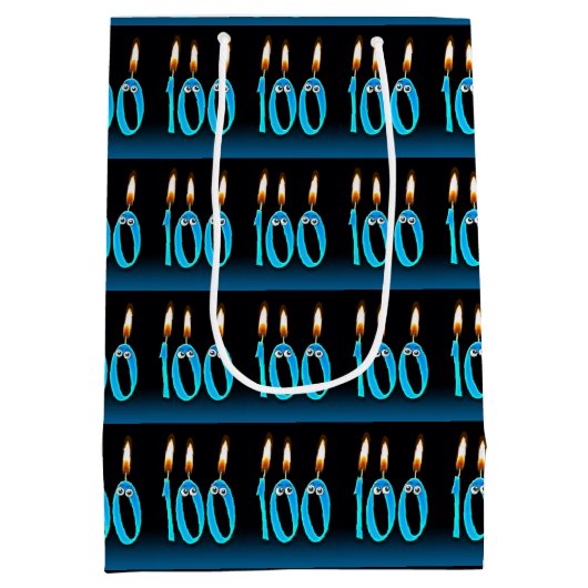 100e verjaardag met oogbalkaarsen medium cadeauzakje (Achterkant)