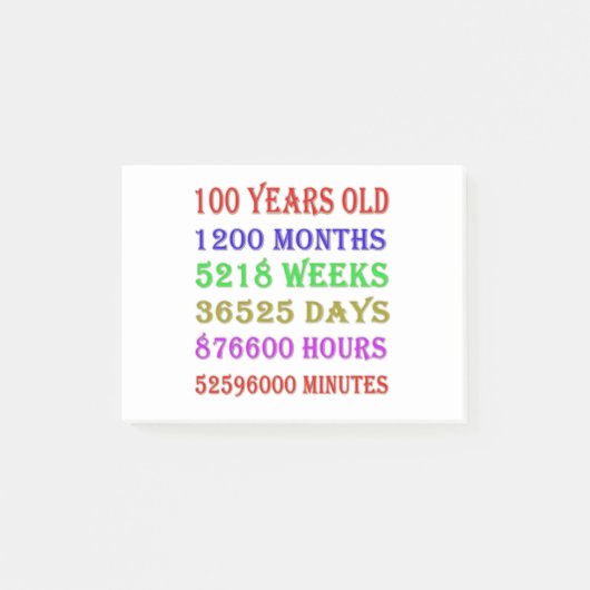 100e verjaardag Mijlpalen Post-it® Notes (Voorkant)