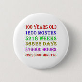 100e verjaardag Mijlpalen Ronde Button 5,7 Cm (Voorkant)