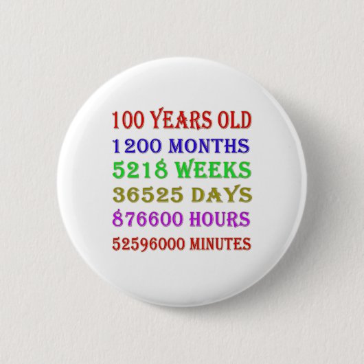 100e verjaardag Mijlpalen Ronde Button 5,7 Cm (Voorkant)