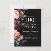 100e verjaardag Moderne Moody Bourgogne Blush Bloe Kaart (Voorkant)