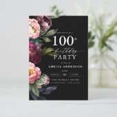 100e verjaardag Moderne Moody Bourgogne Blush Bloe Kaart (Staand voorkant)