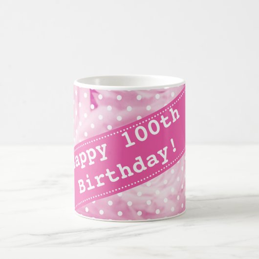 100e verjaardag mok met roze roze bloemen (Center)