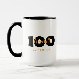 100e verjaardag mok, mijlpaal cadeau, naam & datum mok