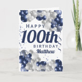 100e verjaardag Navy Ballonnen Kaart (Voorkant)