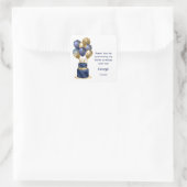 100e verjaardag Navy Blauwe Ballon Cake Bedankt Vierkante Sticker (Tas)