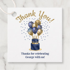 100e verjaardag Navy Blue Balloon Cake Bedankt Bedankjes Labels