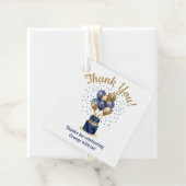 100e verjaardag Navy Blue Balloon Cake Bedankt Bedankjes Labels (In situ)