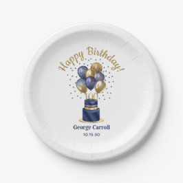 100e verjaardag Navy Blue Balloon Cake Papieren Bordje