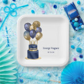 100e verjaardag Navy Blue Balloon Cake Papieren Bordje (Feest)