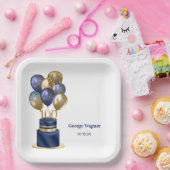 100e verjaardag Navy Blue Balloon Cake Papieren Bordje (Feest)
