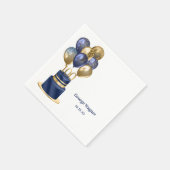 100e verjaardag Navy Blue Balloon Cake Servet (Hoek)