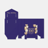 100e verjaardag Navy Blue en Gold Balloons Bedankdoosjes (Uitgevouwen)