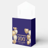 100e verjaardag Navy Blue en Gold Balloons Bedankdoosjes (Geopend)