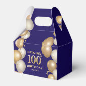 100e verjaardag Navy Blue en Gold Balloons Bedankdoosjes (Achterkant)