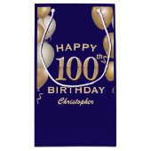 100e verjaardag Navy Blue en Gold Balloons Klein Cadeauzakje (Achterkant)