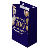 100e verjaardag Navy Blue en Gold Balloons Klein Cadeauzakje (Achterkant Gekanteld)