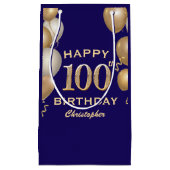 100e verjaardag Navy Blue en Gold Balloons Klein Cadeauzakje (Voorkant)
