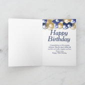 100e verjaardag Navy Gold Glitter Kaart (Binnen)