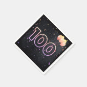 100e verjaardag Neon Sign On Black Napkins Servet (Hoek)